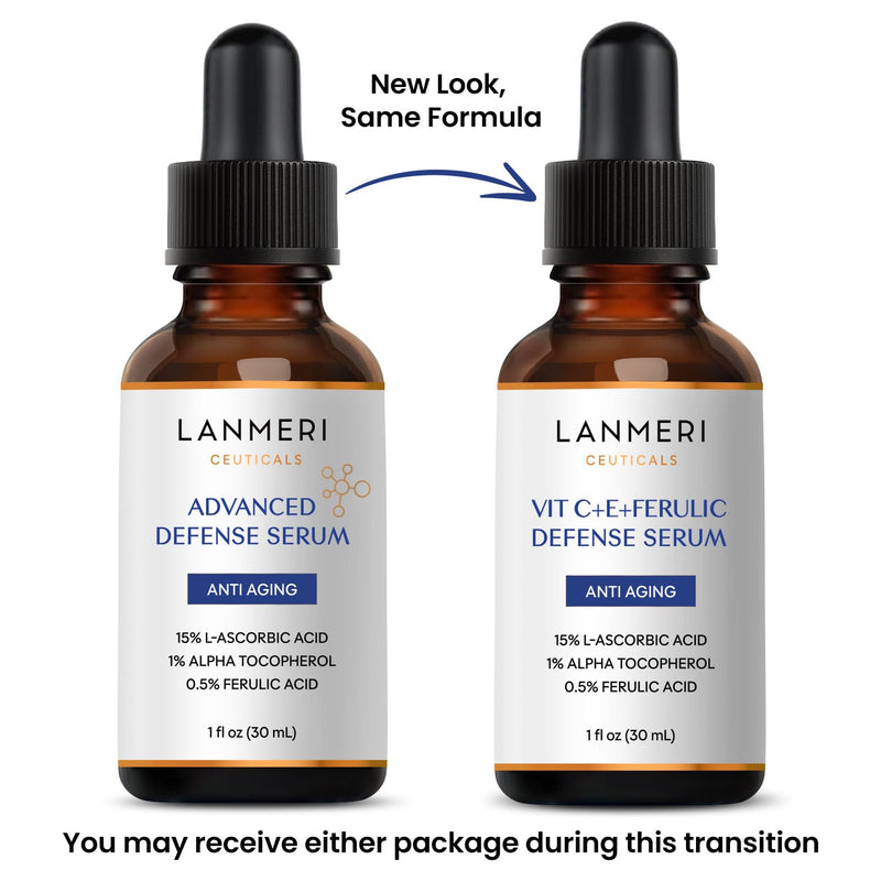 Lanmeri Ceuticals 15% Vitamin C + E + Ferulic Serum: Advanced Antioxidant Defense Formula with 1% Vitamin E & 0.5% Ferulic Acid – High-Stability Vitamin C Serum (1 fl oz) 1-Pack C+E+Ferulic Serum