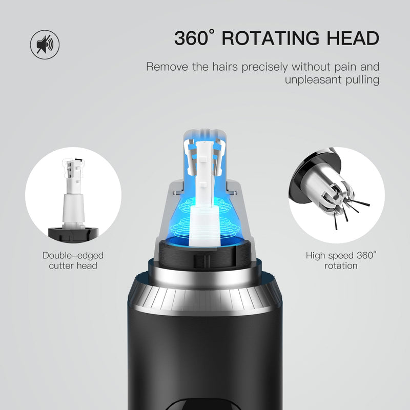 LED Display Ear and Nose Hair Trimmer Clipper for Men Women,2025 Rechargeable 2 in 1 Professional Painless Eyebrow & Facial Hair Trimmer with Powerful Motor and Dual-Edge Blades Easy Cleansing