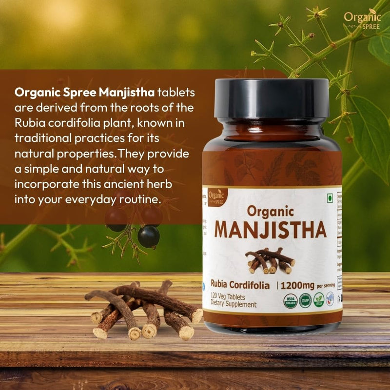 [Australia] - Manjistha 120 Tablets | Rubia Cordifolia (Manjistha) | USDA Organic Certified | Supports Lymphatic Health* | Dietary Supplement - 120tab 1 