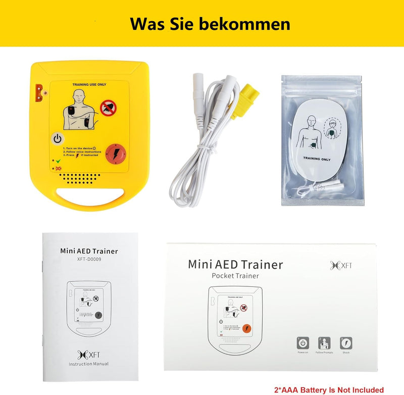 [Australia] - Mini AED trainer, AED training device German, XFT first aid training device for AED training, AED training device with CPR training device machine for defibrillator trainees beginners (XFT-D0009) 