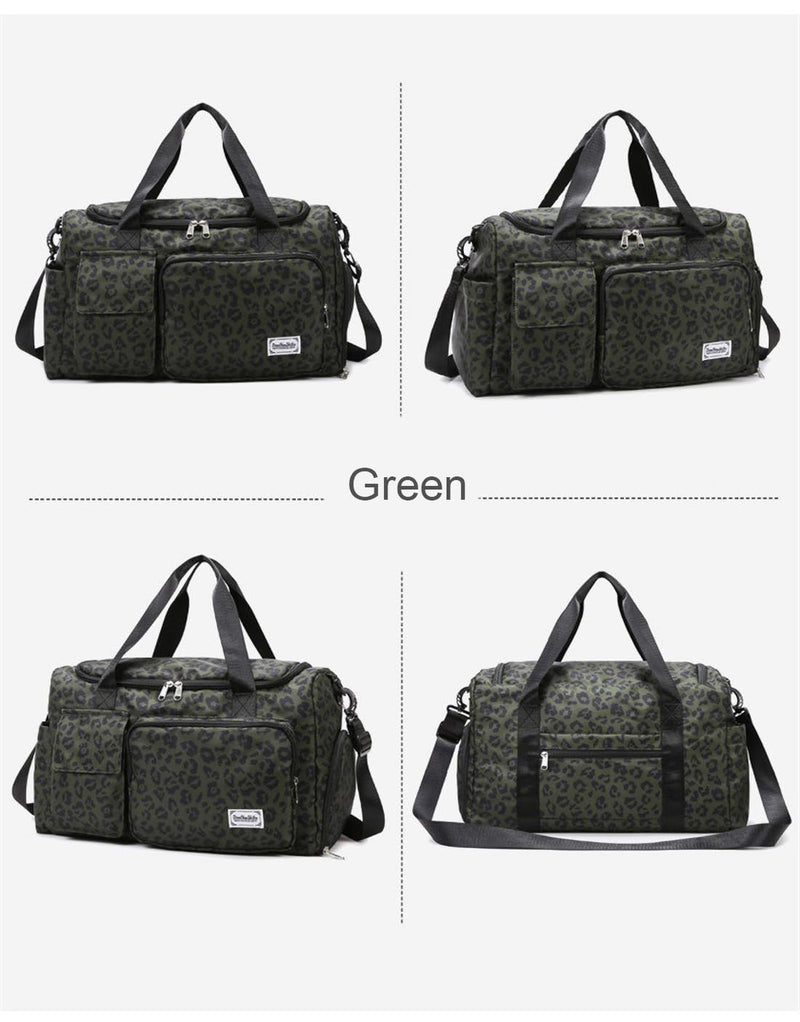 Leopard Duffle Bag Women Weekender Bag Overnight Bags for Women Travel Sport Duffle Gym Bag-Green Leopard Green Leopard