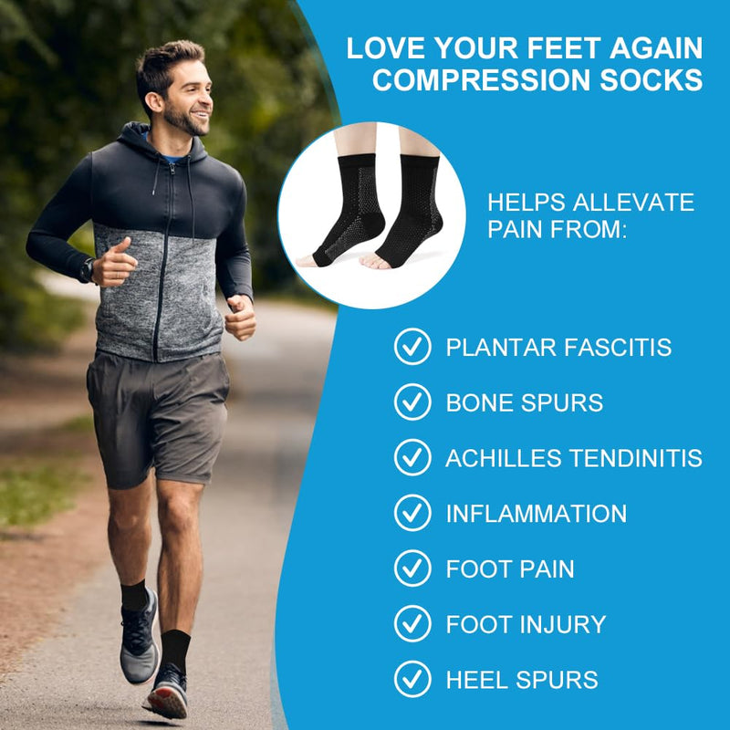 [Australia] - ACWOO ankle bandage pack of 8, ankle bandage compression socks for men and women, bandage ankle neuropathy socks for plantar fasciitis, arthritis, ACL, joint pain, heel spurs, sports S/M black 