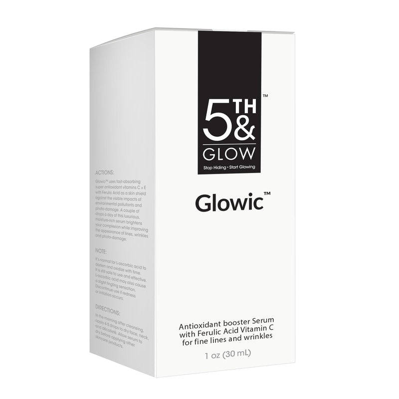 Glowic - Vitamin C Serum for Dark Spots and Fine Lines - Hyaluronic Acid | Antioxidant Serum, Dark Spot and Tone Support, Ferulic Acid and Niacinamide, Morning and Night, Cruelty-Free