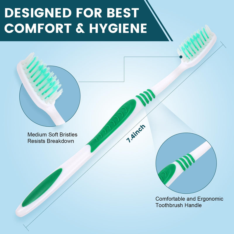 [Australia] - Navona 30 PCS Premium Individually Wrapped Bulk Toothbrush Pack, Disposable Toothbrushes, Kids Toothbrush, Medium Soft Bristle Toothbrushes, Ergonomics Handle, Perfect for Travel Hotel Donation 