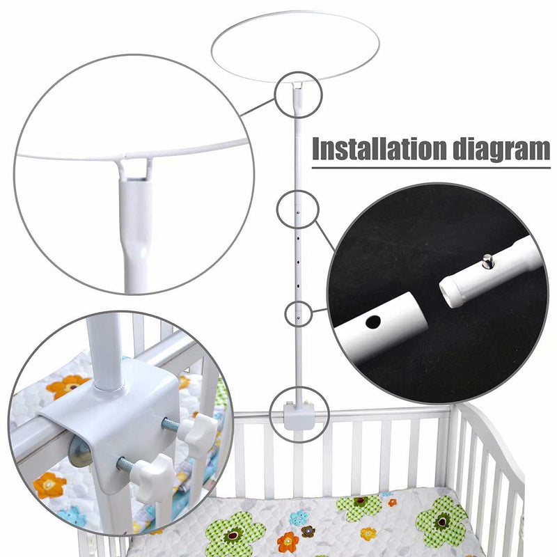 [Australia] - Baby Bed Canopy with Adjustable Clip-on Stand Baby Crib Cot Net Tent Hanging Dome Curtain Netting See Through Mesh Bed Cover Net Stand Rod 2 Piece Set 
