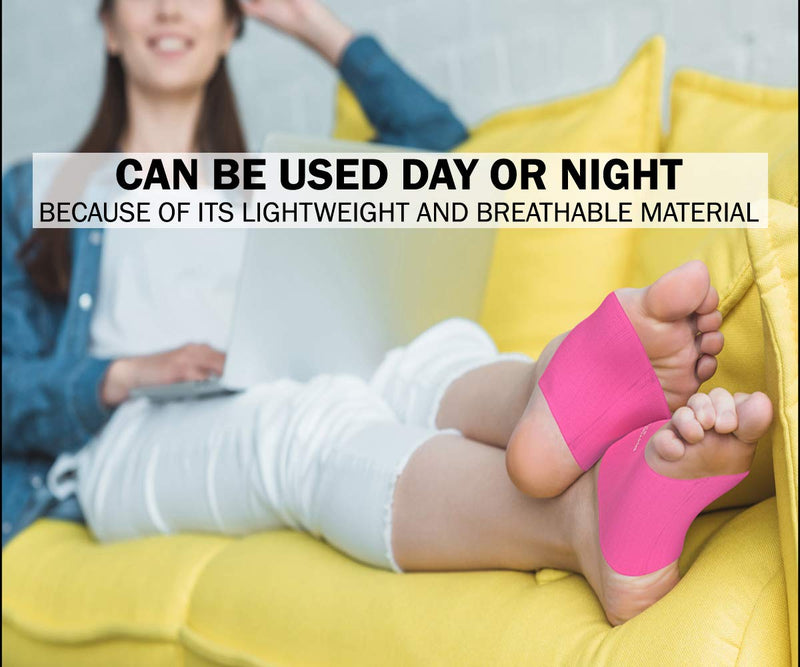 [Australia] - Physix Gear foot bandage metatarsal immediate pain relief for flat feet, splay feet, heel spurs, plantar fasciitis foot bandage midfoot with arch support flat foot insoles PINK XL 