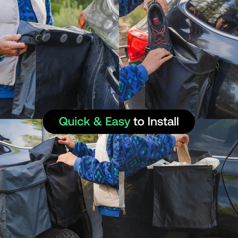 LUNO Magnetic Shoe Bag – Outdoor Car Camping Shoe Storage with Quick-Dry Mesh & Strong Magnetic Mount | Water-Resistant Boot Bag & Gear Organizer for Van Life, Adventures & Wet Gear (Black) Black