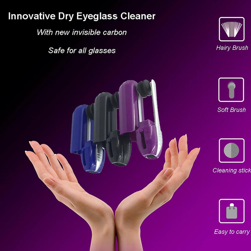 [Australia] - 3Pcs Eyeglass Cleaner, Portable Eyeglasses Cleaner Carbon Eyeglass Care Products, Microfiber Spectacles Mini Sunglasses Brush Soft Brush Cleaning Tool, Travel Easily to Carry 