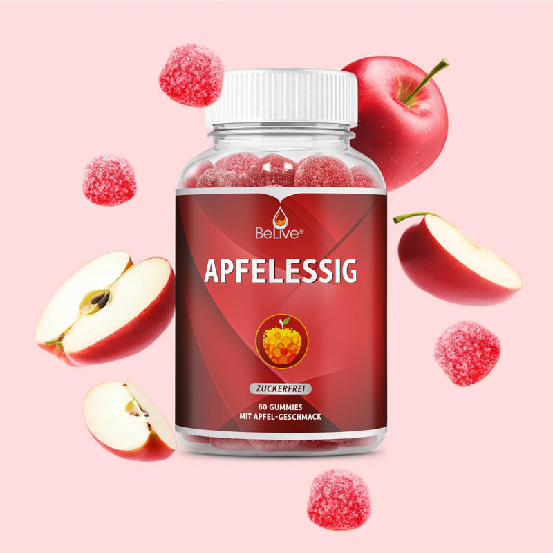 [Australia] - BeLive Apple Cider Vinegar Apple Cider Vinegar Gummies - 60 pieces, sugar-free, support detoxification, cleansing & digestion. Delicious, vegan, keto friendly, non-GMO, gluten free 