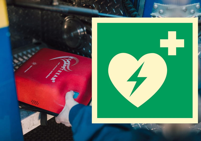 [Australia] - notlok Safety Work - First Aid Sign - Defibrillator [15 x 15 cm] | Photoluminescent plastic plate + sticker for easy installation | DIN EN ISO 7010 | Defibrillator, Aed defibrillator defibrillator [15 x 15 cm] 1 piece 