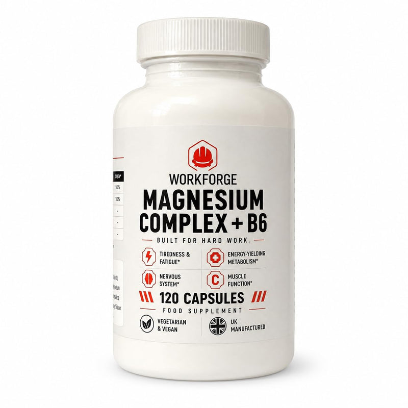 Magnesium Complex Supplement with Vitamin B6, 120 Capsules | 375mg Elemental Magnesium, Bisglycinate Malate Taurate, Vegan, UK Made