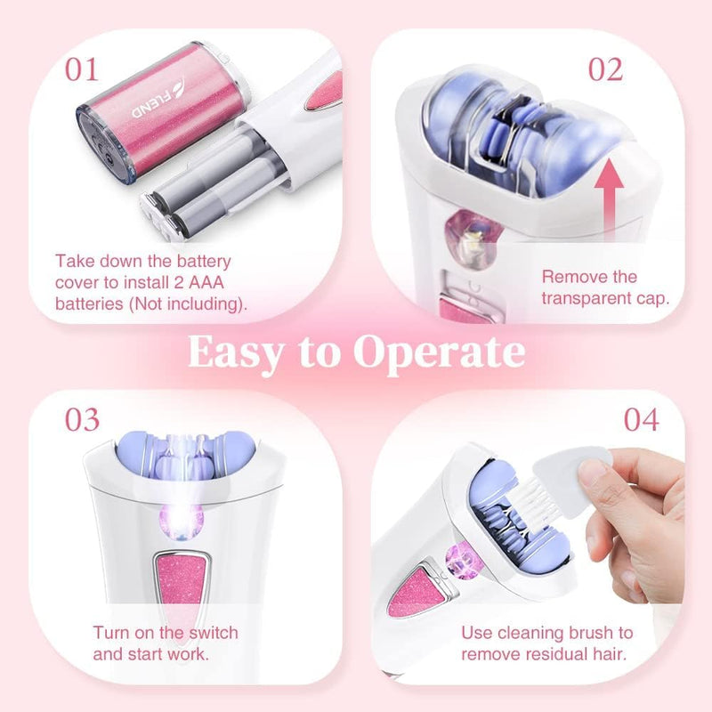 [Australia] - Mini Epilator, Facial Hair Remover for Women, Full Body Smooth Glide Epilator, Portable Electric Lady Shaver for Face, Armpits, Arms, Bikini, and Legs, with 9-Tweezers with LED for Precision Pink-mn-10 