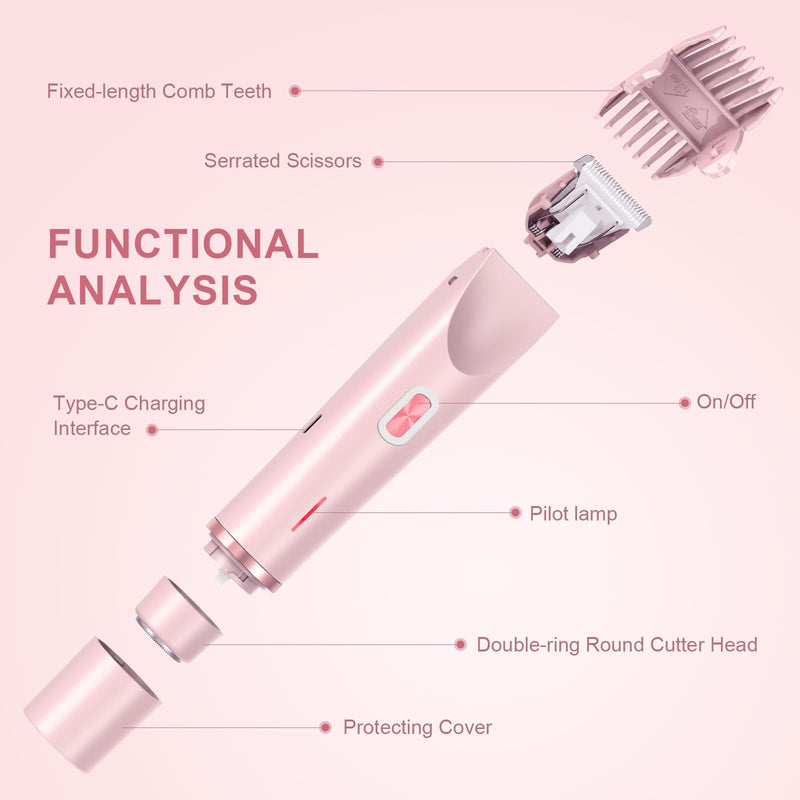 [Australia] - 2026 New Bikini Trimmer for Women,Dermave Bikini Shaver,2-in-1 Electric Razors for Women(Pink) Pink 