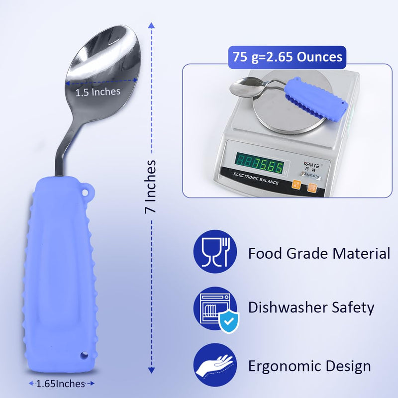 [Australia] - Adaptive Weighted Silverware Utensils Angled Spoon for Hand Tremors Parkinsons,Weighted Utensils with Non-Slip Easy Grip Handles for Independent Eating(Left Hand,Purple,Pack of 1) Spoon-L 