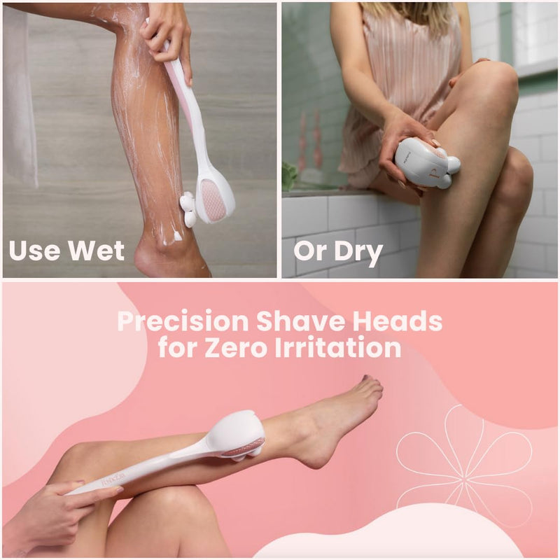 [Australia] - Self-Care Shave Kit | Friction-Fit Handle for Easy Reach & Comfort | 3 & 5 Petal Shave Heads | USB Charging | Smooth 