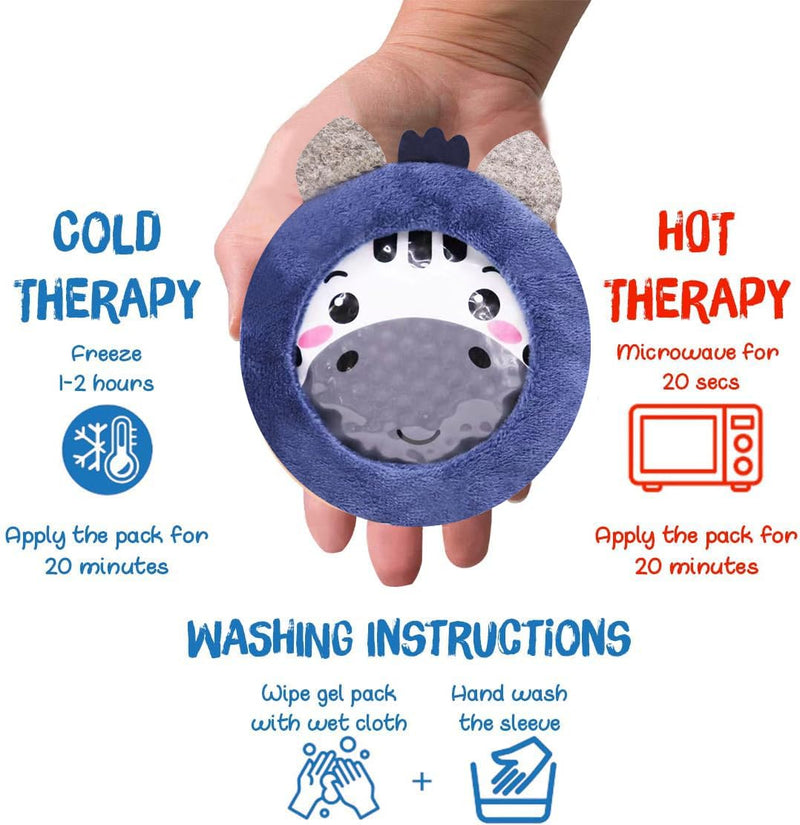 ZOMAPLE Boo Boo Ice Packs for Kids, 4 Pack, Boys Set – Calm Tears Fast with Hot & Cold Relief – Leakproof, Flexible When Frozen, BPA & PVC Free Gel – Kids Ice Packs for Boo Boos in Animal Designs Child-friendly Pack of 4