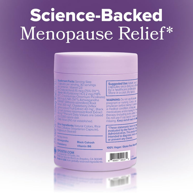 [Australia] - O Positiv MENO Vitamins for Menopause - Hormone-Free Menopause Supplement for Women - Black Cohosh & Ashwagandha KSM-66 - Helps Relieve Hot Flashes, Night Sweats, Mood Swings - 30 Servings (Pack of 1) Menopause Vitamins (Pack of 1) 