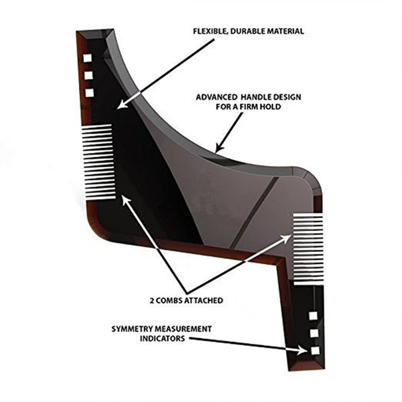 [Australia] - 1 piece black beard stencils, professional beard stencil, beard shapes for goatee, sideburns, neck, beard comb, styling tool, beard care. 