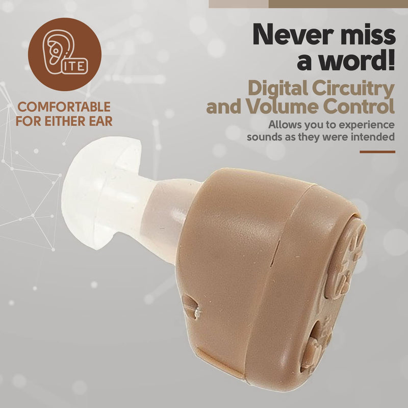 Mini In-Ear Digital Sound Amplifiers (Pair) - Ultra-Compact, Lightweight, Discreet Audio Enhancers with Digital Volume Control & Long Battery Life