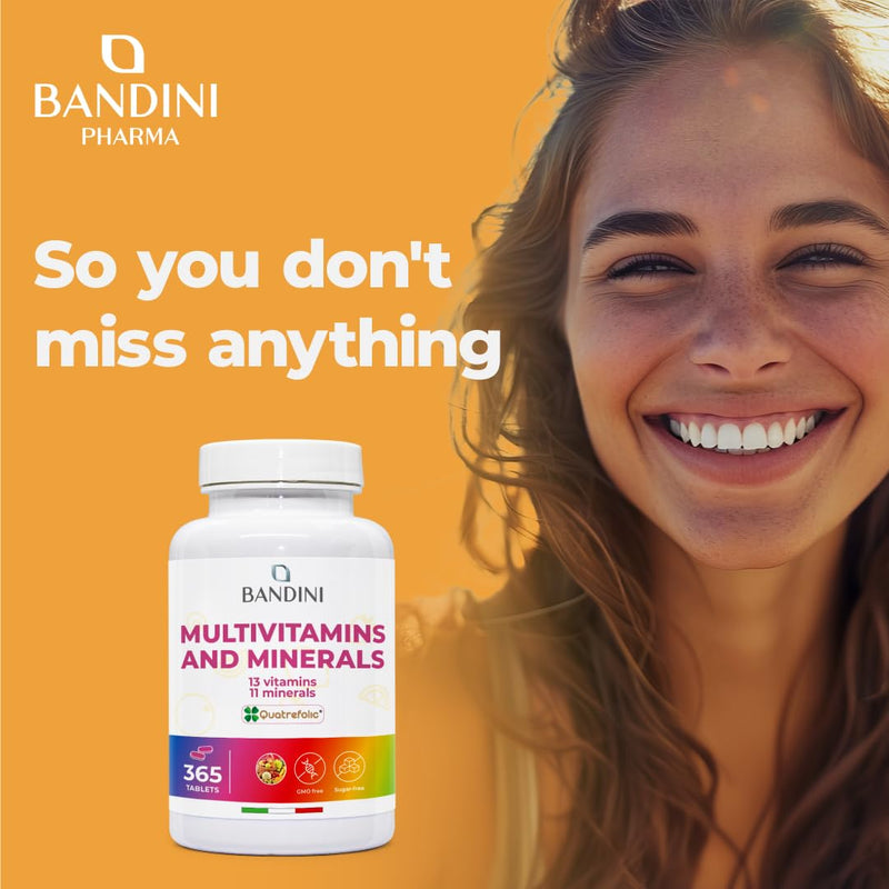 Bandini® Multivitamin | 365 High Strength Tablets (1 Year Supply) | Complex of 24 Vitamins and Minerals | Support Energy Metabolism and Immune Function | for Men and Women