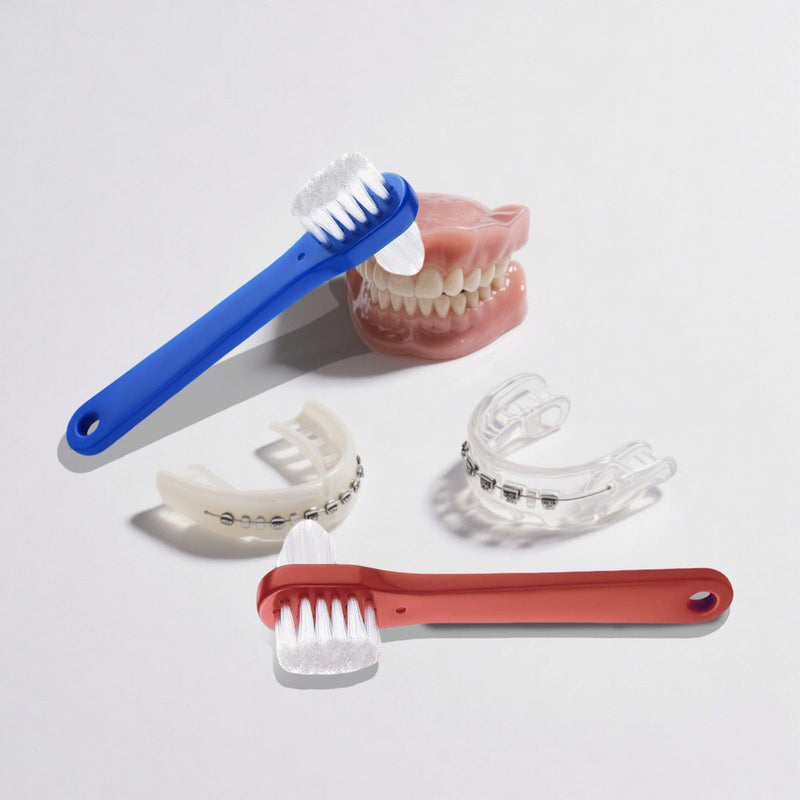 [Australia] - 6 Pcs Denture Brush for Adults Heavy Duty Bristles Toothbrush for Dentures Retainer Cleaner Effective Cleaning Tool for Appliances Removable Denture Care Brush Oral Hygiene Accessory 