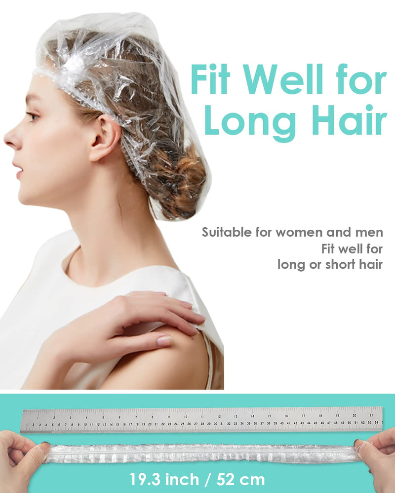 [Australia] - Auban 50 PCS Shower Cap Disposable,Bath Caps Larger Thick Clear Waterproof Plastic Elastic Hair Bath Caps For Women Hotel Travel Essentials Accessories Deep Conditioning Hair Care(19.3") 50 Count (Pack of 1) 