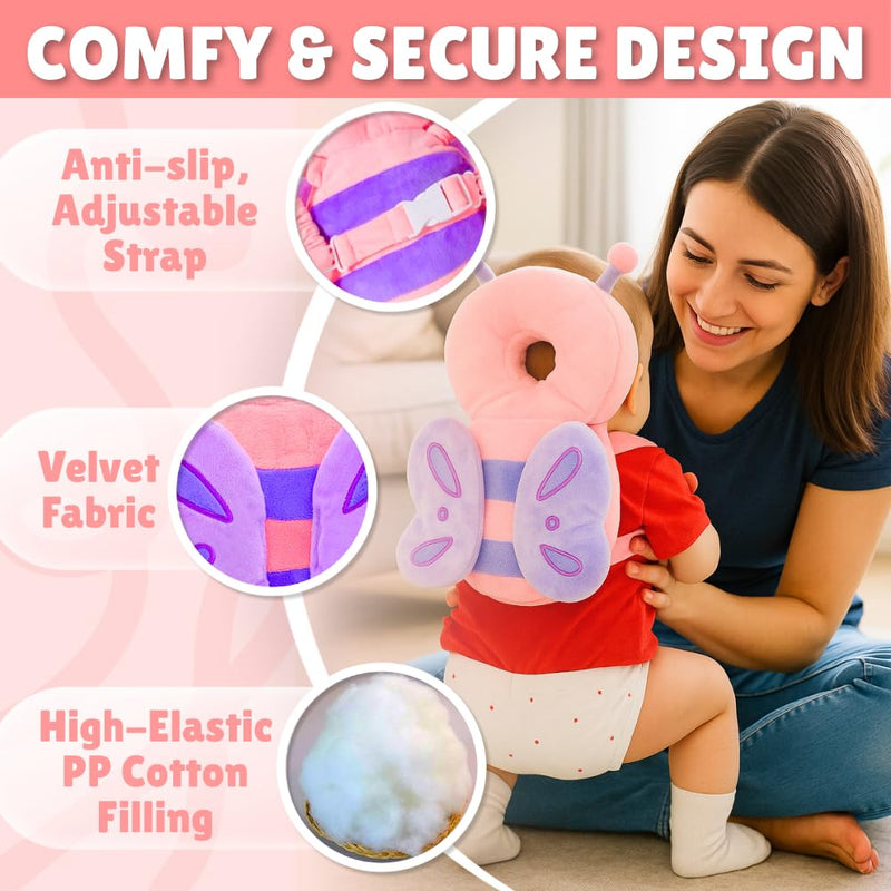 [Australia] - Baby Fall Back Head Protector, Headprotector for Baby Walking Safety Pad Backpack for 0-36 Months Babies Learning Walking Crawling, Head Protection Pad - (Butterfly) Butterfly 