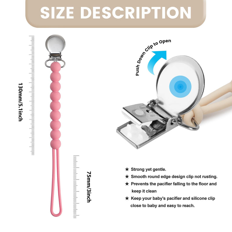 [Australia] - Pacifier Clips Baby Girls - MORIBOX Paci Clip Soothe Baby Binky Holder for Shower Birthday Gift 2 Pack R-Pink 