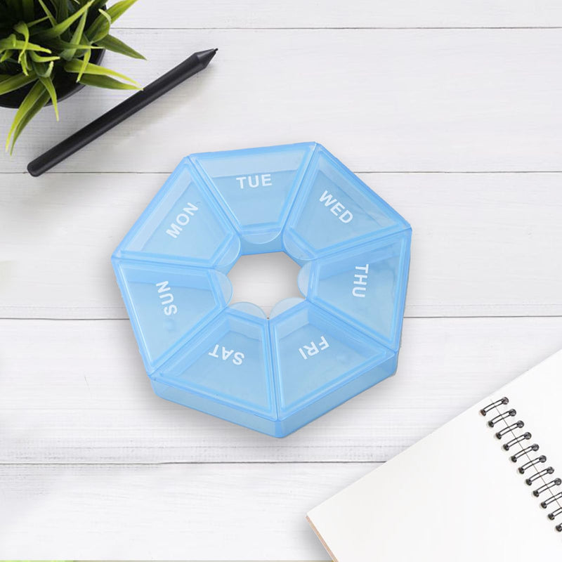 INVODA Weekly Pill Organizer Daily Medicine Case 7 Day Pill Box Organizer for Vitamin Fish Oil Pills Supplements Arthritis Friendly (Blue) Blue