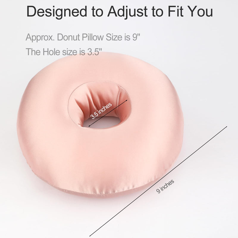 [Australia] - Silky Satin Piercing Pillow Ear Pillows Donut with Hole for Ear Pain CNH Piercing Pain Relief Sleeping Pressure Sore Side Sleepers Smooth Cooling Ear Guard Protector, Coral 