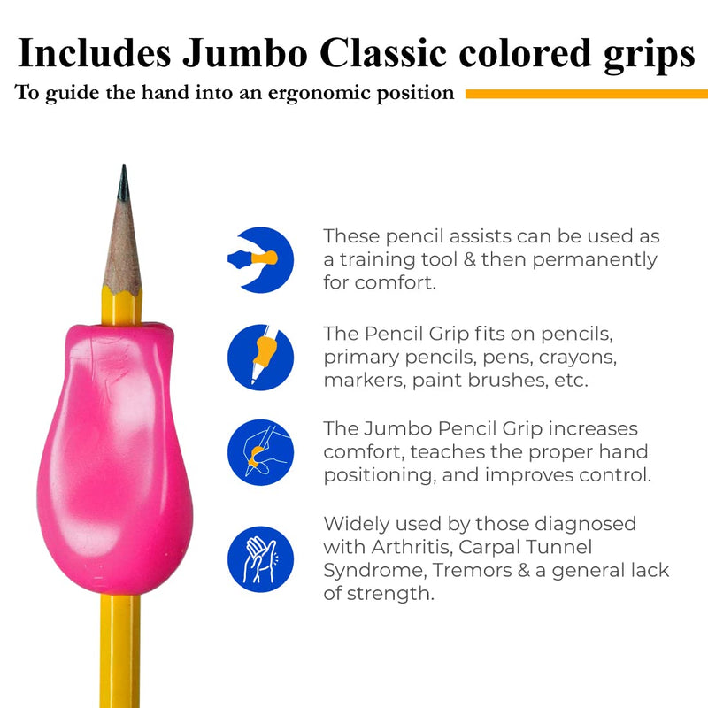 [Australia] - The Pencil Grip JUMBO Gripper Ergonomic Writing Aid, 12 Count Classic Colors (TPG-11412) 12 Count (Pack of 1) Original 