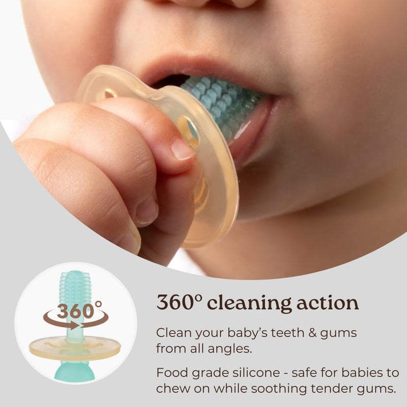 [Australia] - Haakaa 360° Silicone Baby Toothbrush – 100% Soft Food Grade Silicone, BPA-Free, Suction Base, Safe for Babies 6 Months+, Gentle Gum and Teeth Cleaning for Infants, Gum Massager (Pink) Pink 1 Count (Pack of 1) 
