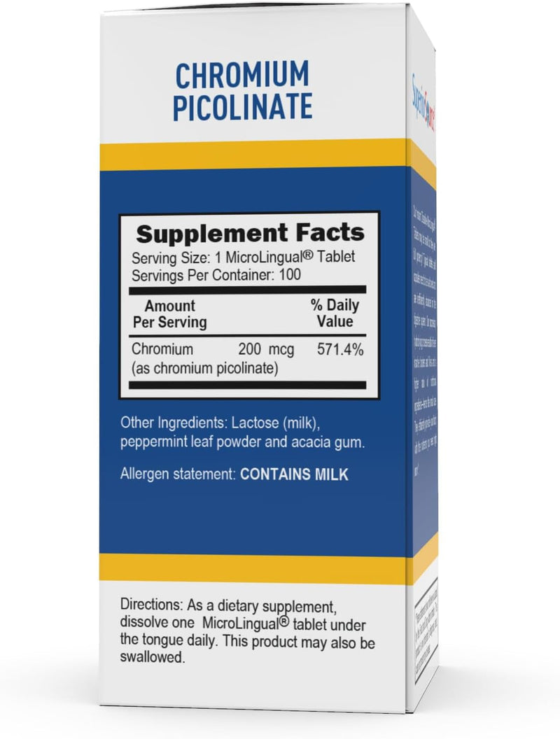 [Australia] - Superior Source Chromium 200 mcg, Quick Dissolve MicroLingual Tablets, 100 Count, Promotes Healthy Protein & Sugar Metabolism, Supports Healthy Blood Sugar Levels Already Within Normal Range, Non-GMO Unflavored 100 Count (Pack of 1) 