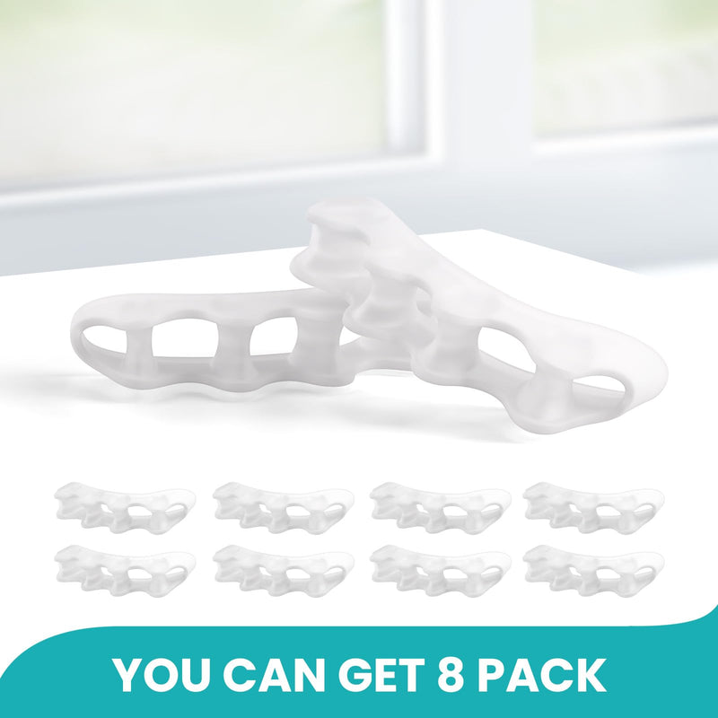 [Australia] - Silicone Toe Separators for Correct Bunion - 8 Pack Promifun Toe Spacers for Feet Men - Hammertoe Straighteners for Women-White 
