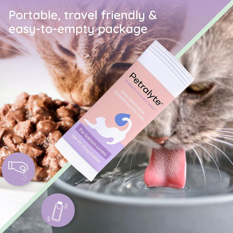 Cat Hydration Electrolyte and Cat Joint Supplement | Glucosamine, Chondroitin & MSM for Immunity and Mobility with L-Glutamine, Taurine, Lysine & Prebiotics | for Salmon Lovers | 16 Packets 1-Pack (16 Packets) - PawsPlanet Australia