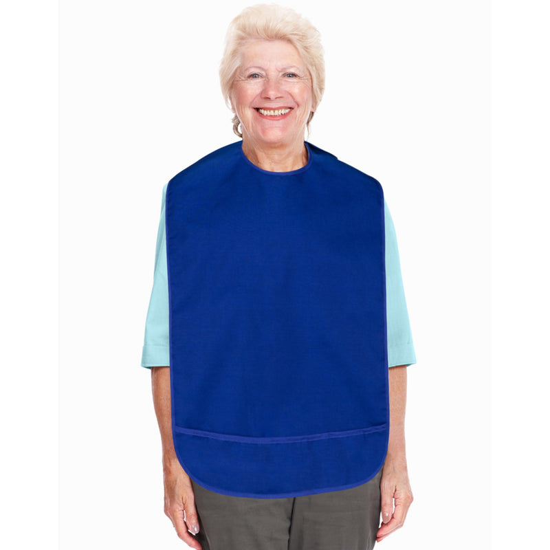 [Australia] - Adult Bib for Men, Women. Waterproof Inner Lining Prevents Stains. Convenient Machine Wash & Dry. NOW in Regular & Wide 1 Count (Pack of 1) Royal Blue 