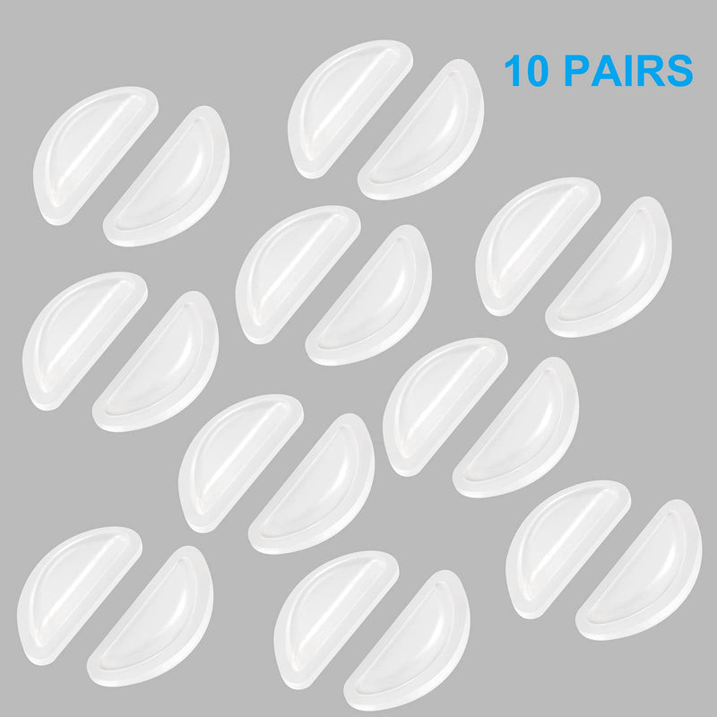[Australia] - Eyeglass Nose Pads, Comfort Soft Silicone Glasses Nose Pad, Anti-Slip Heighten Air Chamber Glasses Grips for Eyeglasses and Sunglasses, with Sticky Backing (10 Pairs, Clear) 10 Clear Pairs 