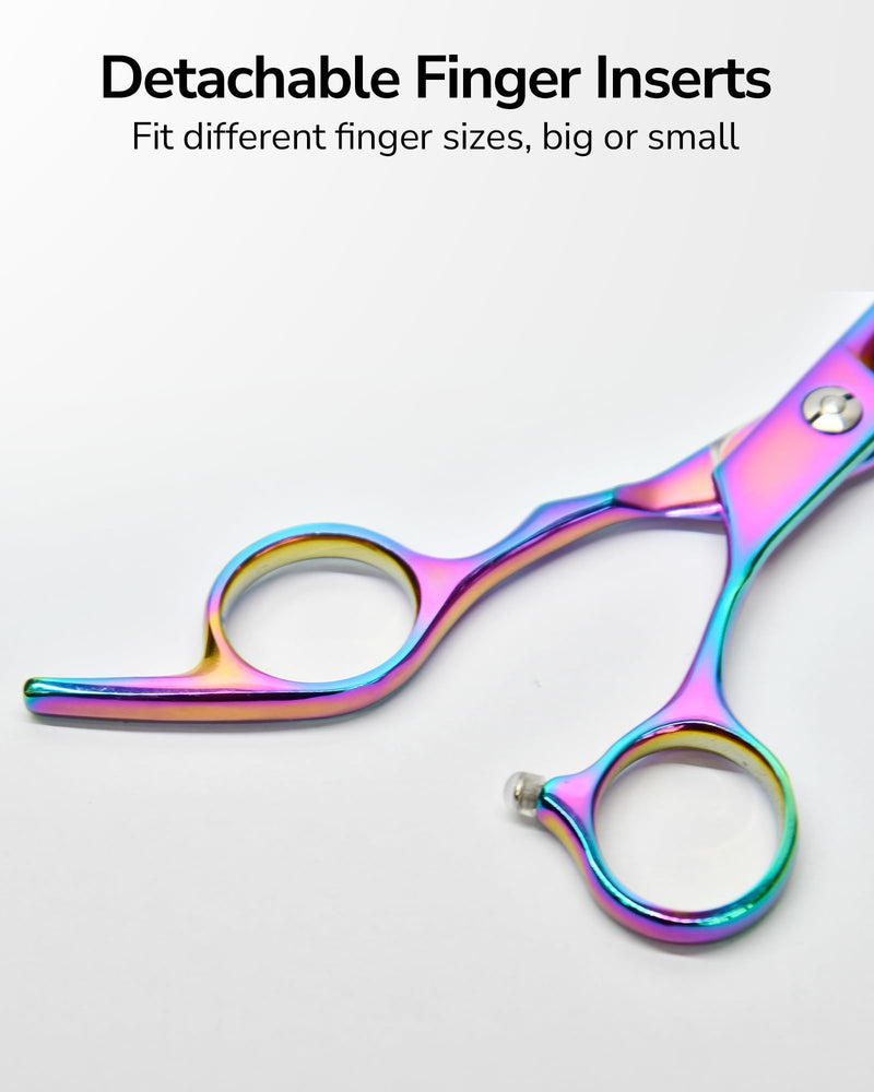 ULG Hair Cutting Scissors, Professional Hair Scissors 6.5 inch Right-Hand Razor Edge Barber Shears Salon Hair Cutting Shears Made of Japanese Stainless Steel, Hand Sharpened Rainbow