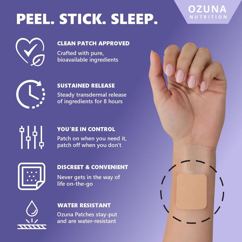Deep Sleep Support Patches | with L-Theanine, Valerian Root, Magnesium, Vitamin B6, Lavender | Vegan, Latex-Free, Waterproof | Nighttime Pill-Free Sleep Support Supplement | 30 Patches