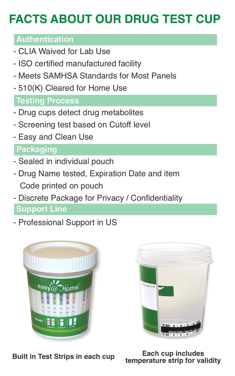 Easy@Home Drug Test Cup: Urine Drug Tests Kit, Testing All 12 Drugs AMP, BAR, BUP, BZO, COC, MDMA, MET, MOP 300, MTD, OXY, PCP, THC 50 in One Test Cup Kits，Built-in Test Strips, #ECDOA-6125B 5 Pack | Testing AMP,BAR,BUP,BZO,COC,MDMA,MET,MOP 300,MTD,OXY...