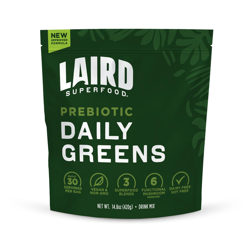 [Australia] - Laird Superfood Prebiotic Daily Greens Powder – Essential Vitamins & Minerals - Prebiotic Fiber, Adaptogen and Fruits & Vegetables – Supports Gut Health – Non-GMO, Vegan - 14.8 oz Bag, Pack of 1 Prebiotic Daily Greens Bulk 