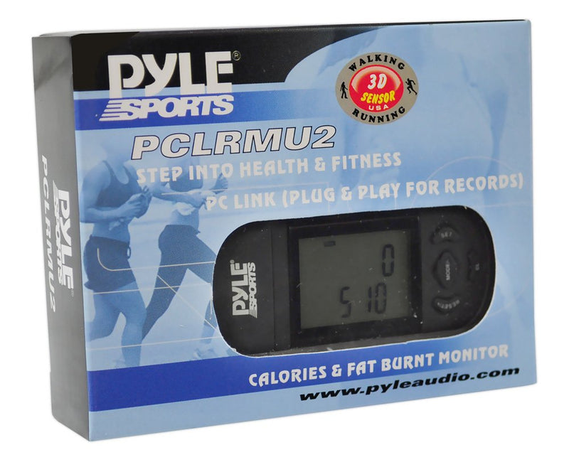 [Australia] - Smart Step Counter Digital Pedometer - Walking Running Sport Step Tracker w/ 3D Sensor, LCD Screen, USB, Lanyard Strap, Battery - Accurate Distance, Calorie Burned, Exercise Time - Pyle PCLRMU2.5 
