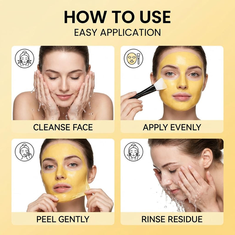 Turmeric Face Mask with Vitamin C, Peel Off Face Mask, Deep Clean & Gently Removes Blackheads, Brushes Included
