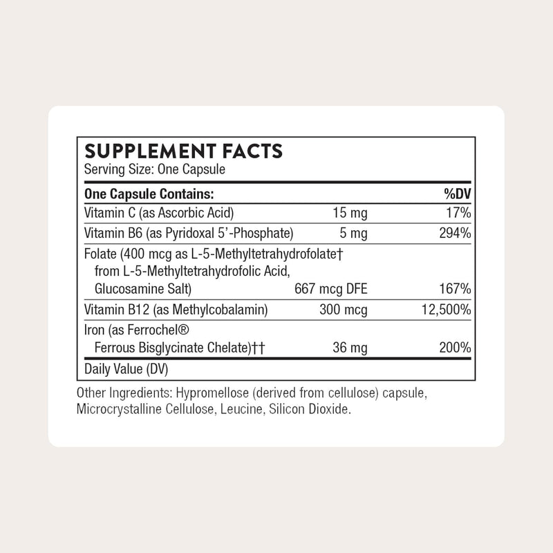 THORNE Advanced Iron Complex, Chelated Iron Supplement, 60 Capsules