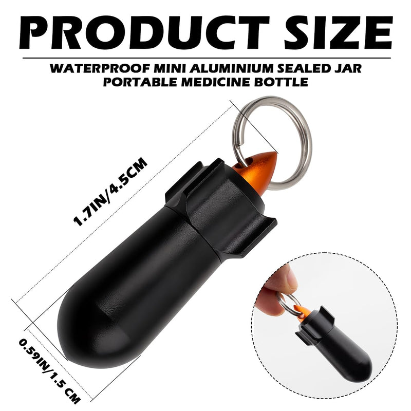 Keychain Pill Case, Rockets Shape Aluminum Medicine Holder, Portable Waterproof Vitamin Aspirin Container for Traveling