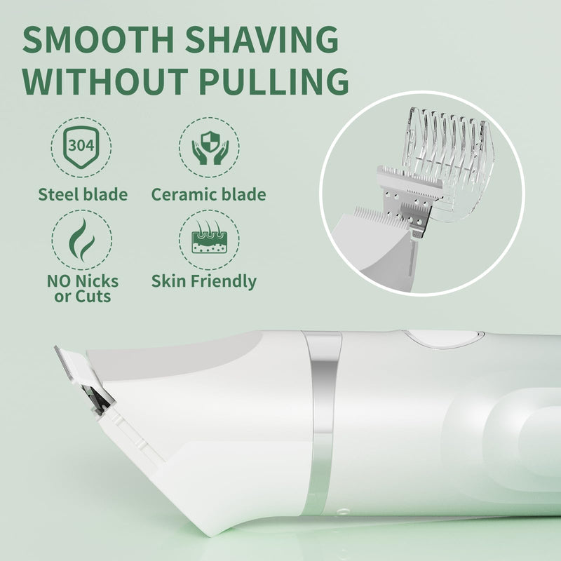 Bikini Trimmer for Women, 3 in 1 Electric Shaver for Womens,Painless Personal Body Hair Groomer,Smooth Hair Trimmer for Legs Body Facial Hair, IPX7 Waterproof