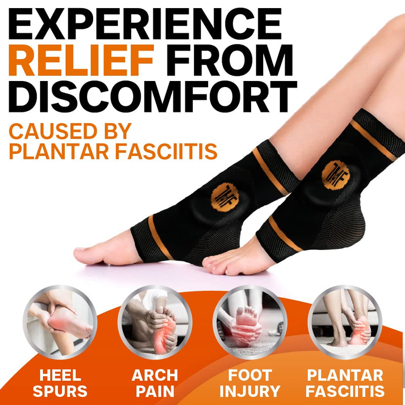 Treat My Feet Compression Ankle Brace with Silicone Ankle Support and Copper - Plantar Fasciitis Brace for Foot Pain & Achilles Tendonitis Relief - Ankle Brace for Women & Men - Large Size 1