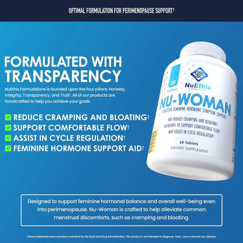 [Australia] - NuEthix Formulations Nu-Woman - Targeted Feminine Hormone System Support - Nutrients to Support Your Body Healing and Working The Way its Supposed to Work - 60 Tablets Unflavored 
