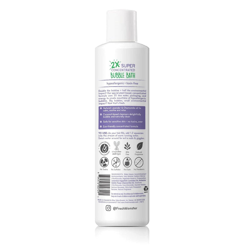 [Australia] - Fresh Monster Kids Foaming Bubble Bath | Hypoallergenic, Natural for Kids & Toddlers | Super Concentrated | Soothing Lavender Scent | Bath Time Essentials 8.5 Fl Oz (Pack of 1) 