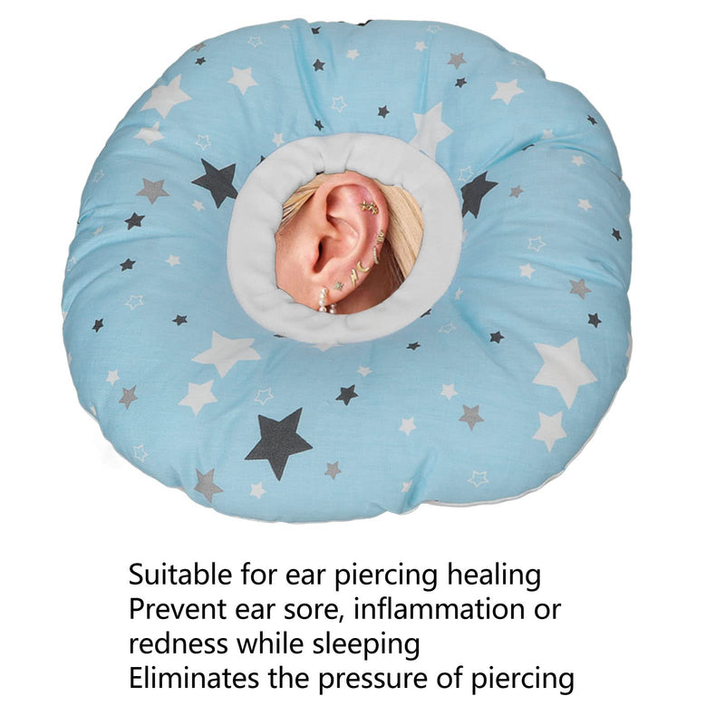 [Australia] - Star Pattern Side Sleeper Pillow with Ear Piercing Hole Pressure Relief for Ear Sore Guard Donut Shaped Pillow for Side Sleeping Ear Comfort Cushion for Side Sleepers with Ear Piercings 